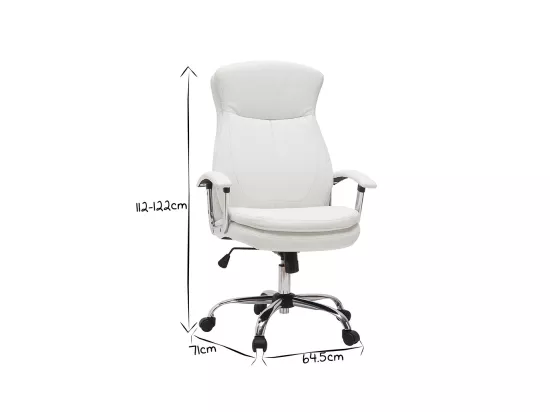 Fauteuil de bureau à roulettes design blanc et acier chromé WALL STREET