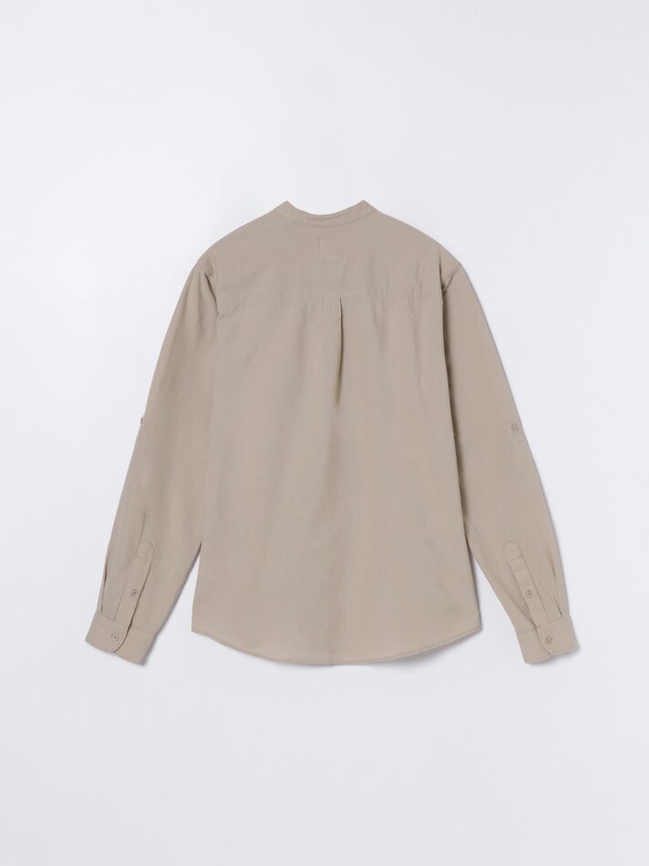 Camisa de algodão e linho - Areia