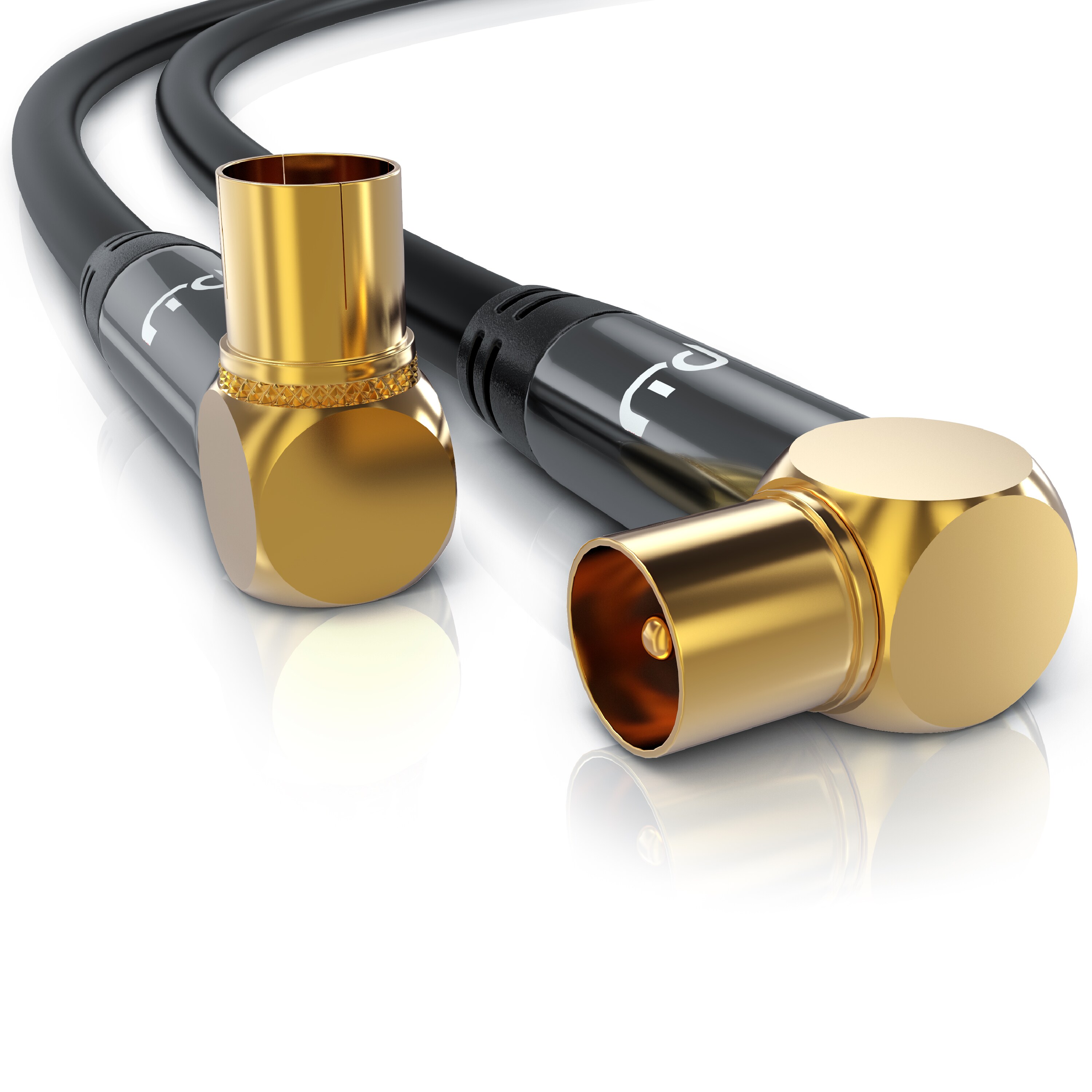 Primewire Antennenkabel 90° gewinkelt, Koax, TV-Kabel, RF, IEC, HDTV, 4-fach Schirmung, 75 Ohm, 120dB - 2m
