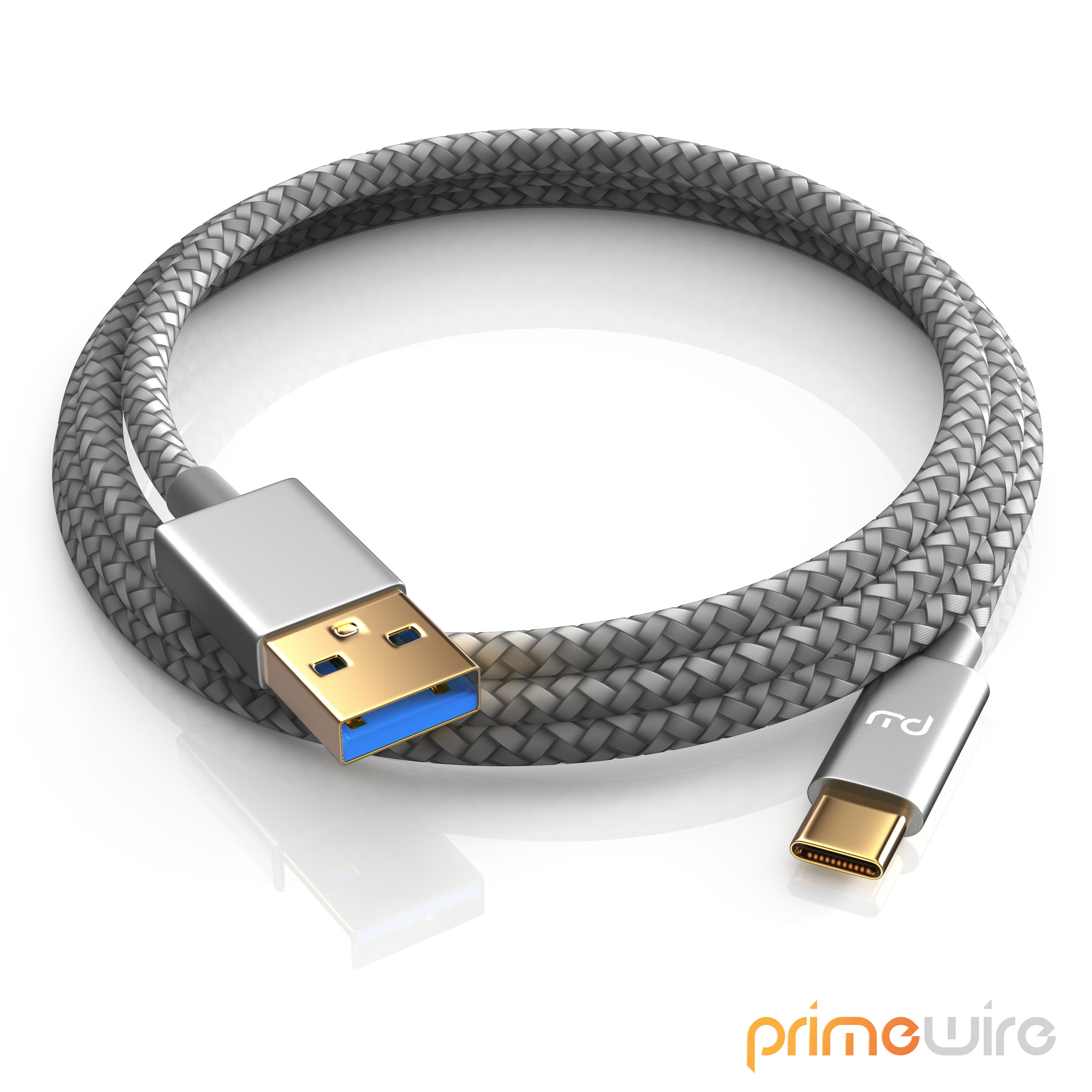 Primewire USB-C 3.1 Kabel, USB Typ C zu Typ A, Datenkabel, Ladekabel, Nylonmantel, bidirektional, Geschirmt - 1m
