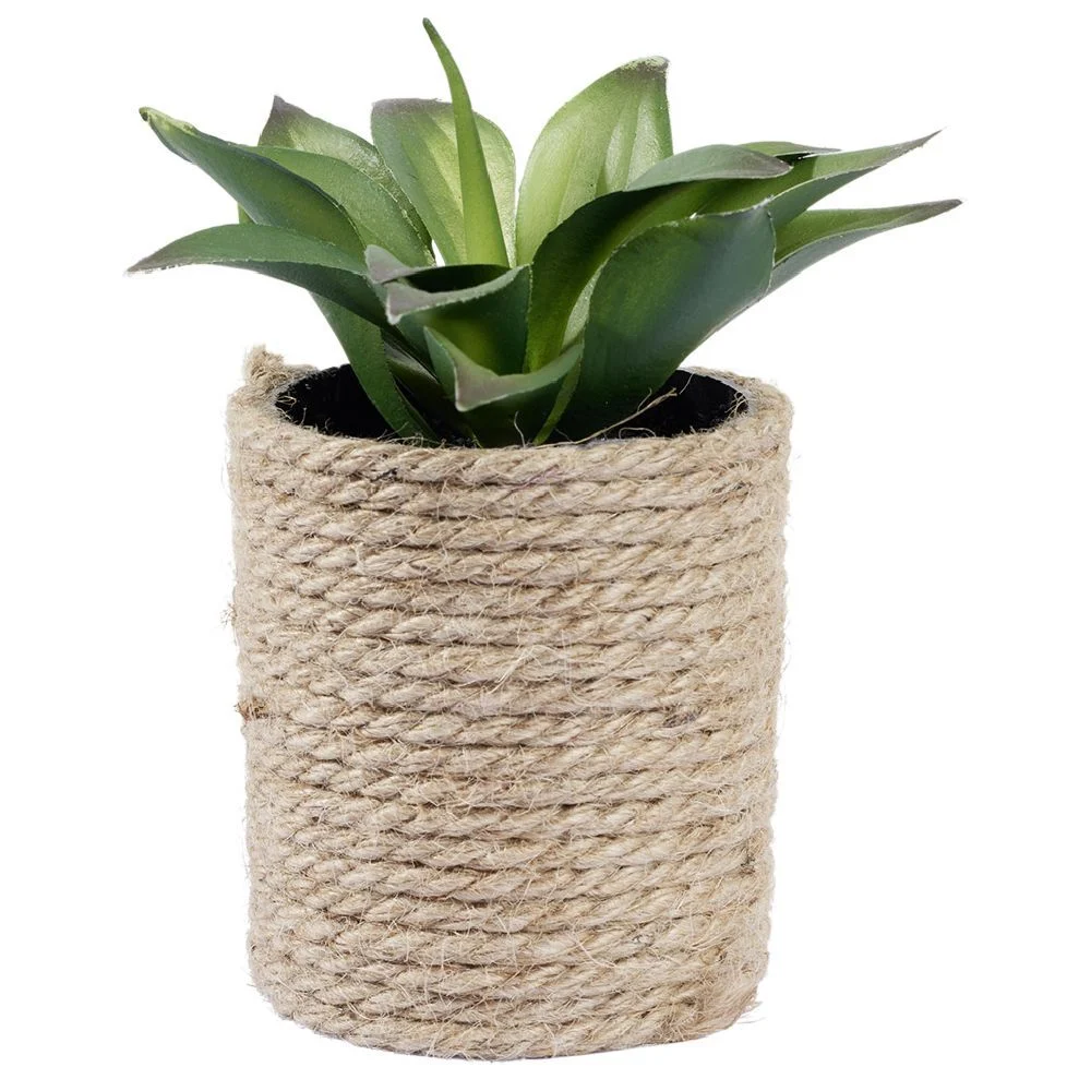Plante artificielle dans pot en cordelette