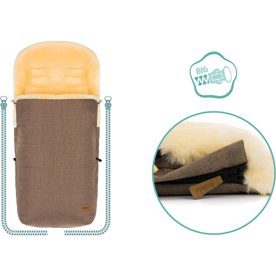 fillikid Winterfußsack Bernina Lammfell braun melange