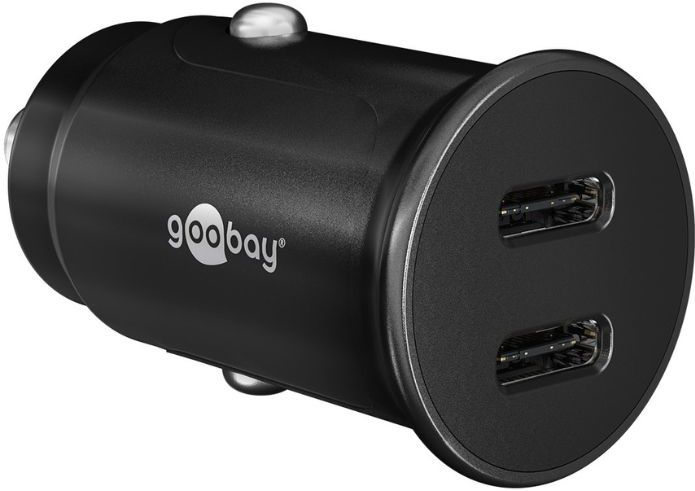 Goobay - 30W Dual USB-C PD Auto Snellader - Zwart - Kunststof