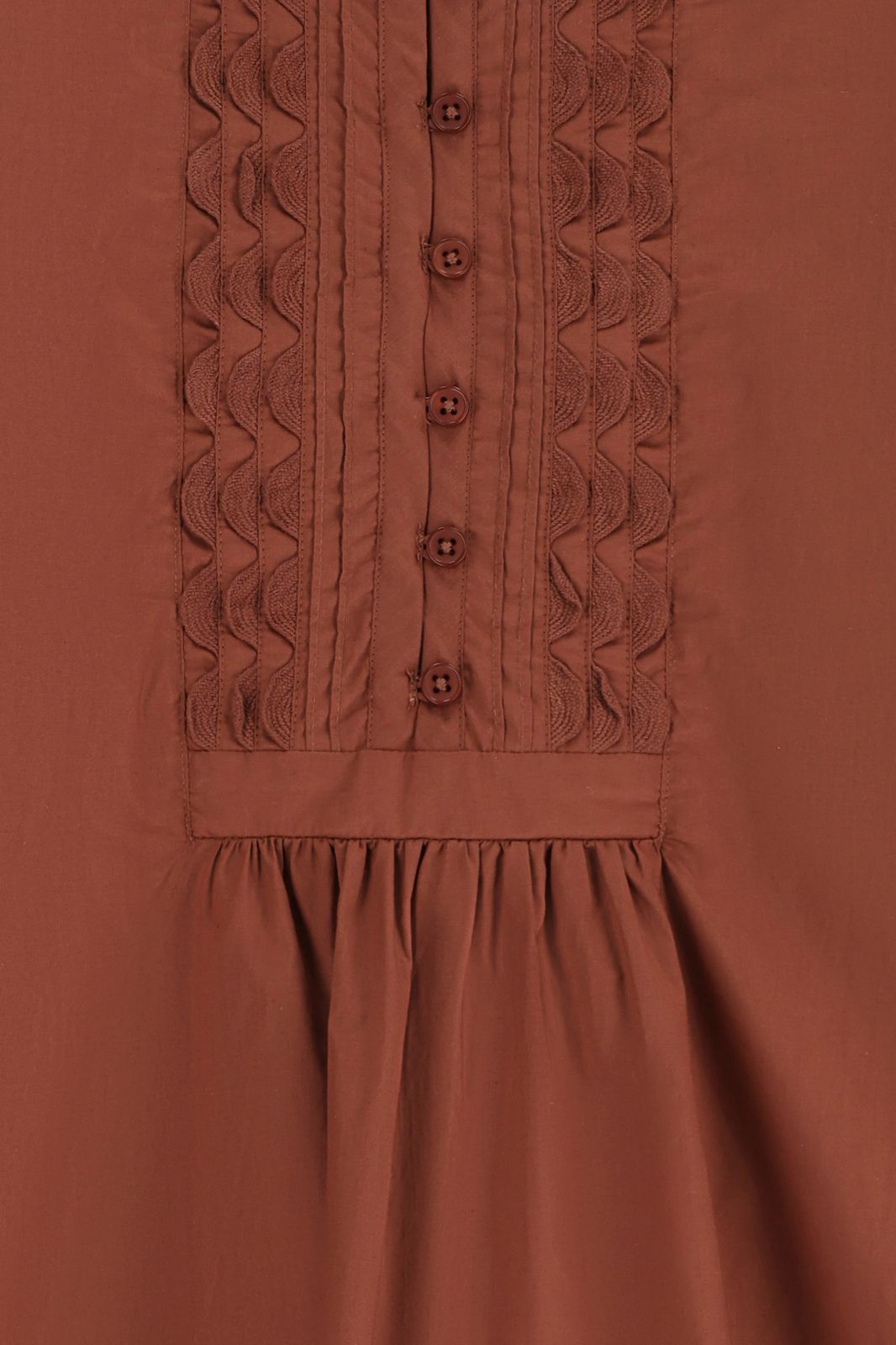 Bruine poplin blouse met pintuck details