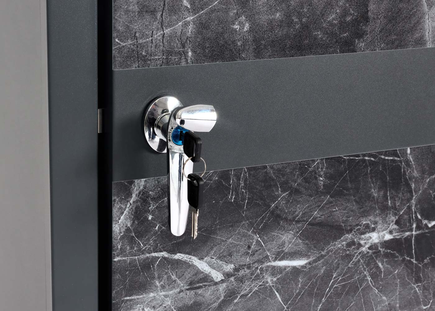 1er Mülltonnenverkleidung MCW-J82, Mülltonnenbox, erweiterbar, Metall 32kg, anthrazit ~ Marmor-Optik dunkel