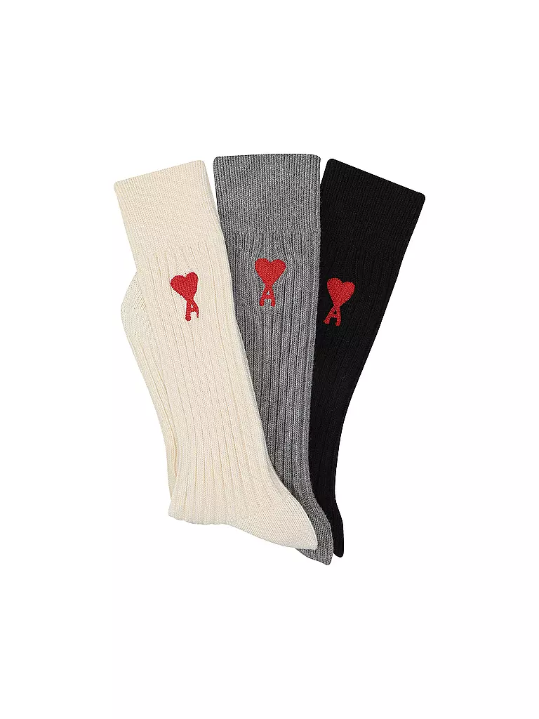 AMI PARIS Socken ADC SOCKS 3er Pkg off white grey black bunt