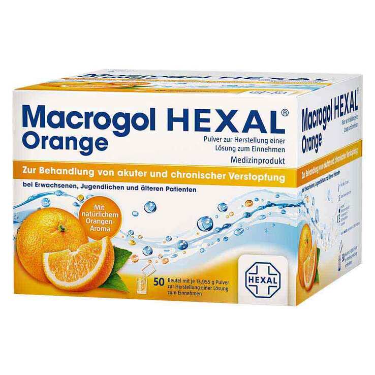 Macrogol HEXAL Orange Pulver zur Herstellung einer Lösung zum Einnehmen Beutel , 50 St