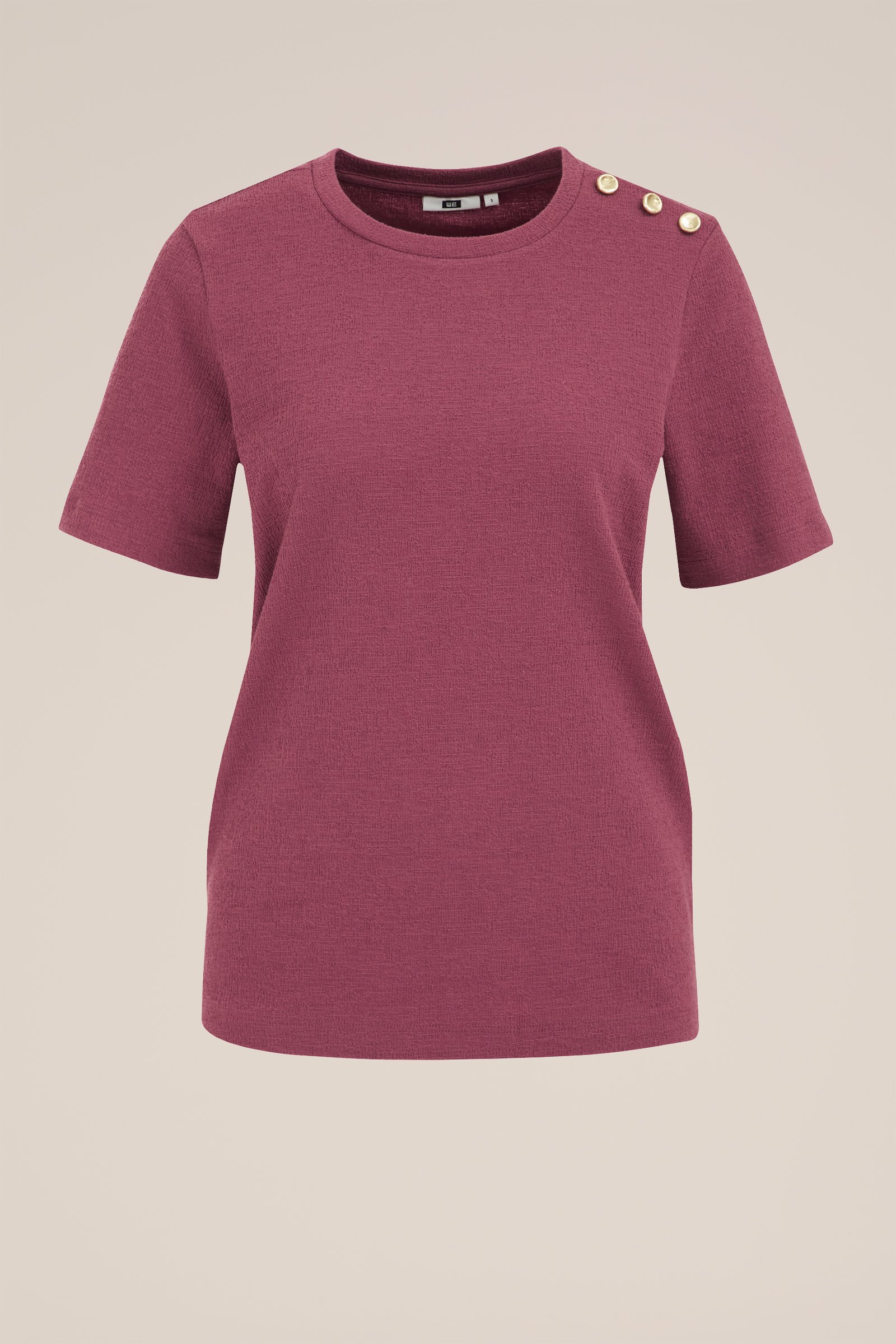 T-shirt met structuur WE Fashion Lichtrood