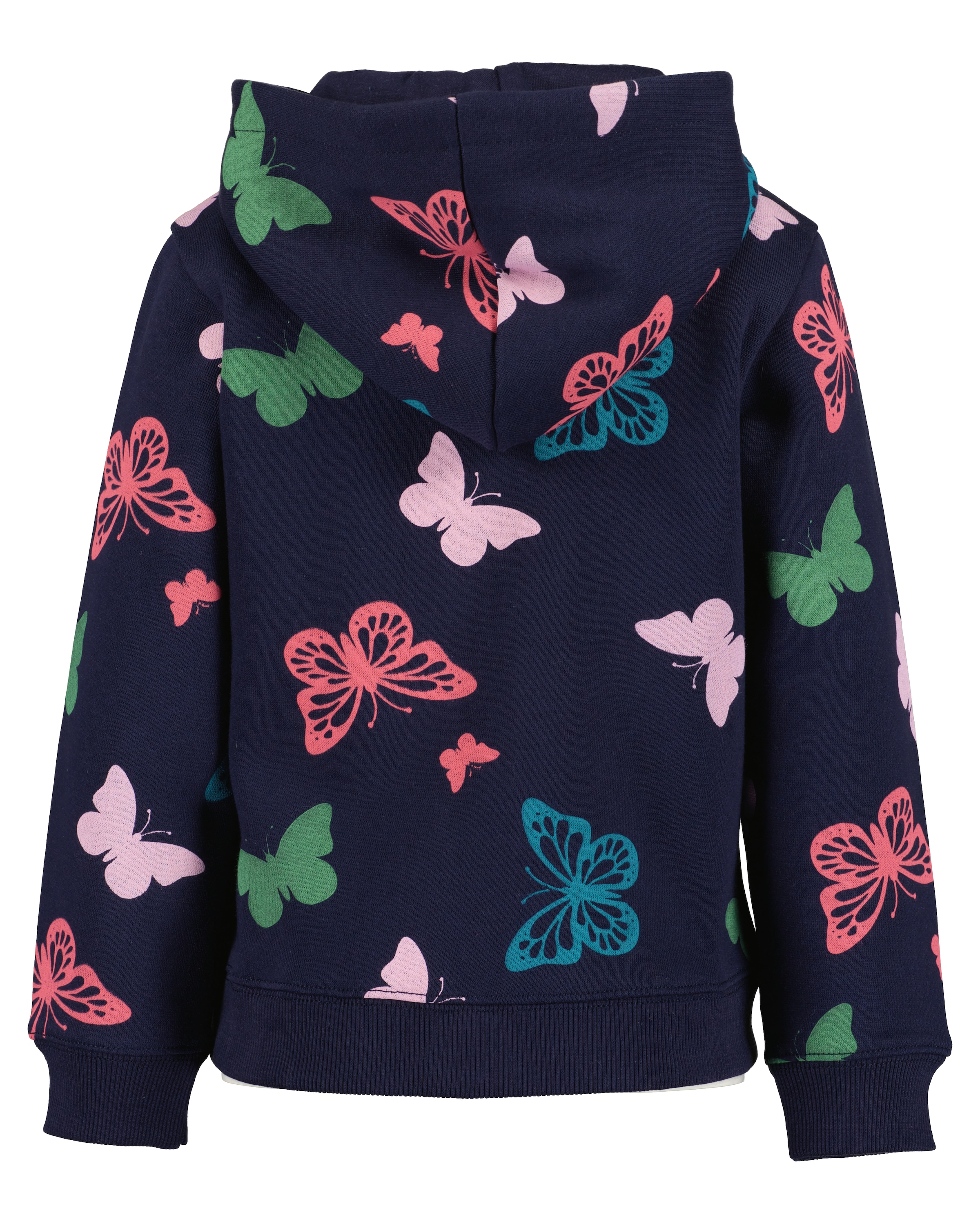Blue Seven Kapuzensweatjacke , mit Kängurutasche und tollem Schmetterlings-Alloverdruck