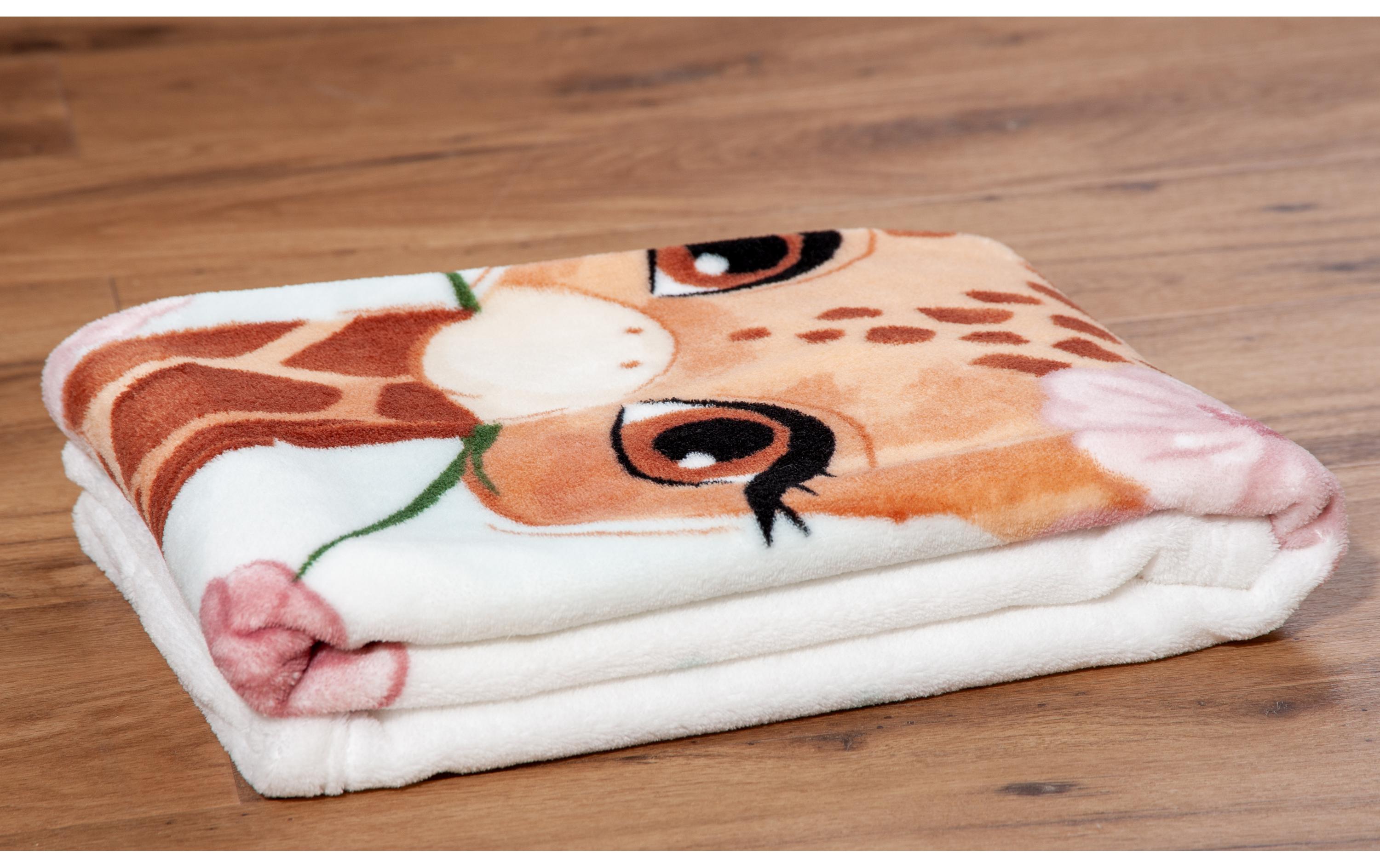 Kuscheldecke Giraffe 75 x 100 cmMicrofaser-Flauschdecke für Babys