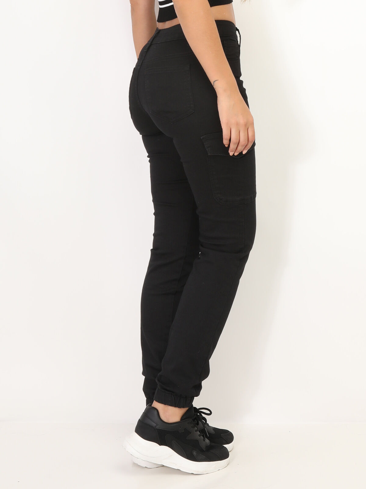 Jeans cargo style jogger- Noir