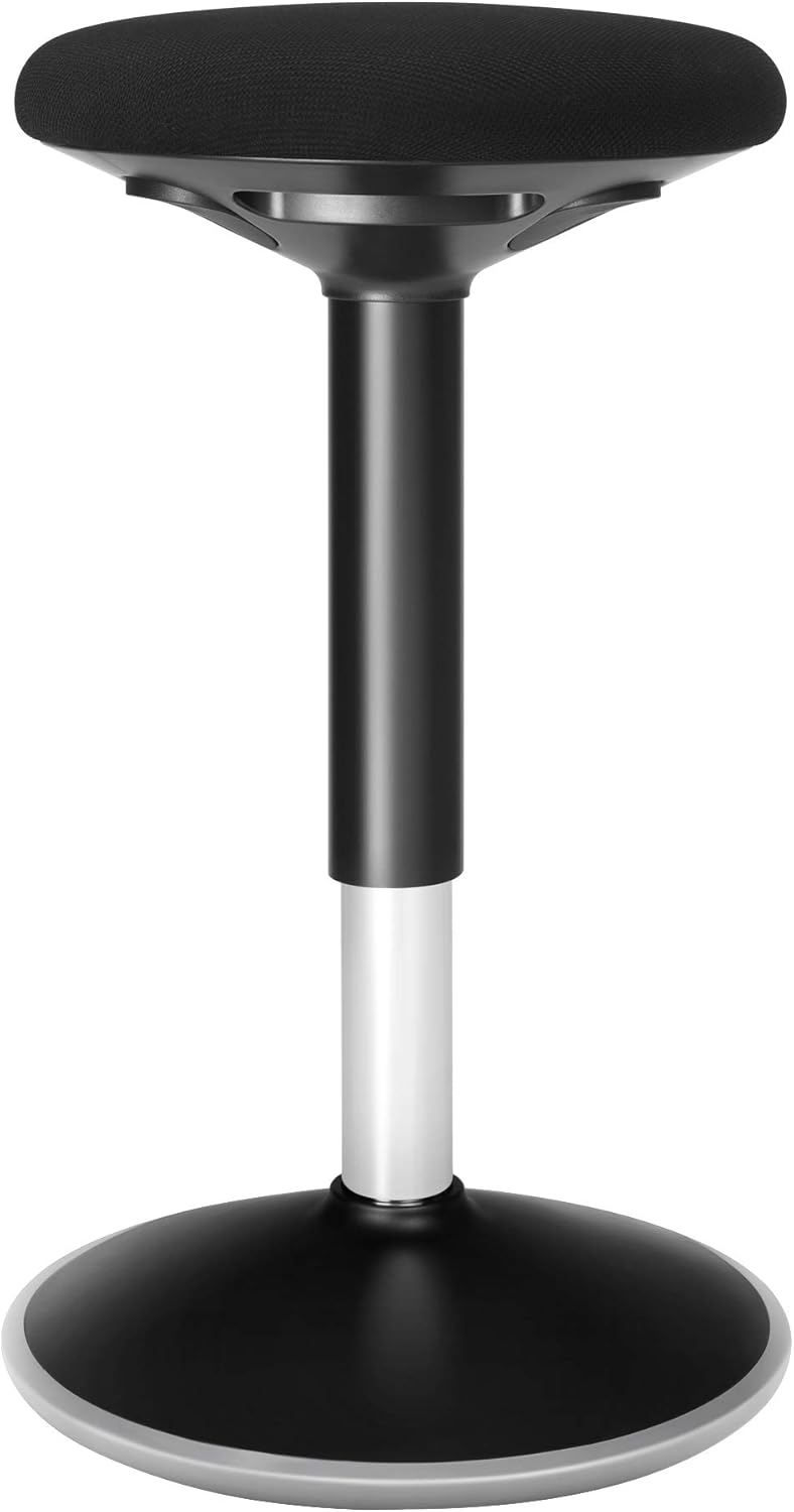 SONGMICS Bürohocker, ergonomischer Arbeitshocker, Sitzhocker, 360° Drehstuhl, höhenverstellbar 50-65 cm, einfache Montage, fürs Büro und Arbeitszimmer, schwarz OSC04BK