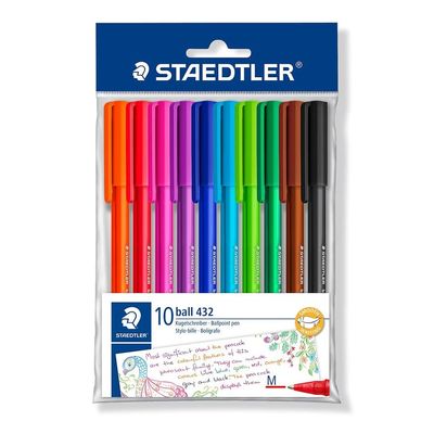 STAEDTLER Ball 4230 - Pack de 10 stylos à bille triangulaires - pointe moyenne - couleurs assoties