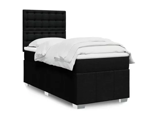 Sommier à lattes de lit avec matelas Noir 90x190 cm Tissu