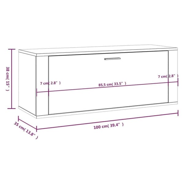 vidaXL Veggmontert skoskap sonoma eik 100x35x38 cm konstruert tre