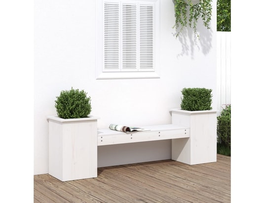 VIDAXL - Banc de jardin Banc avec jardinières blanc 184,5x39,5x56,5 cm bois massif p...