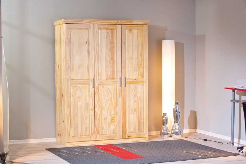Drehtürenschrank PELLE - natur - Kiefer massiv - 140 cm breit