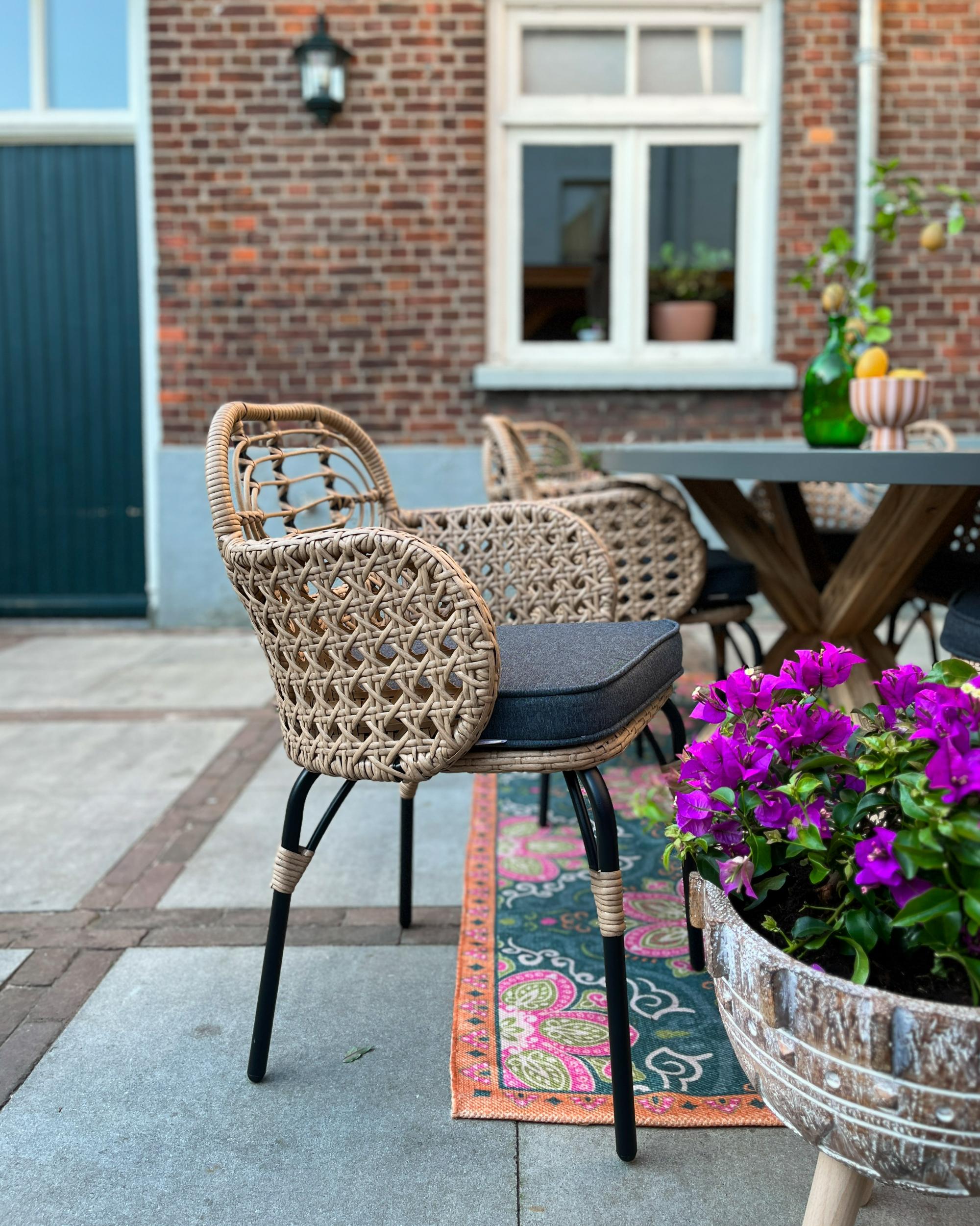 Set van 6 stoelen met zitkussen PRATELLO PE rotan Natuurlijk