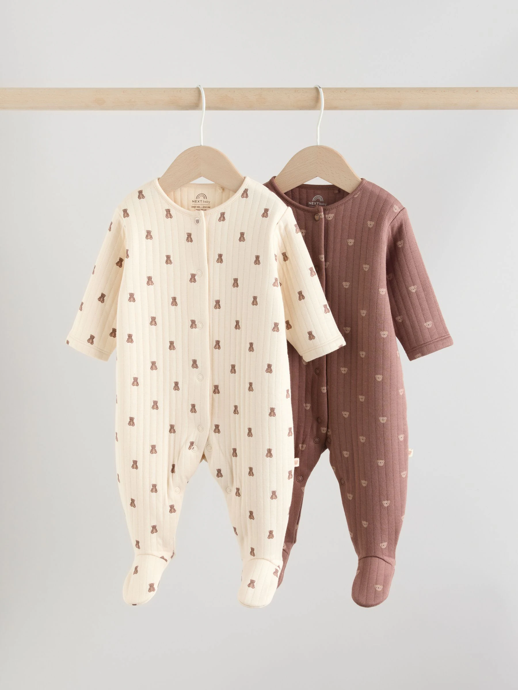 Bruin - Baby Quilted Bear Sleepsuits 2 Pack