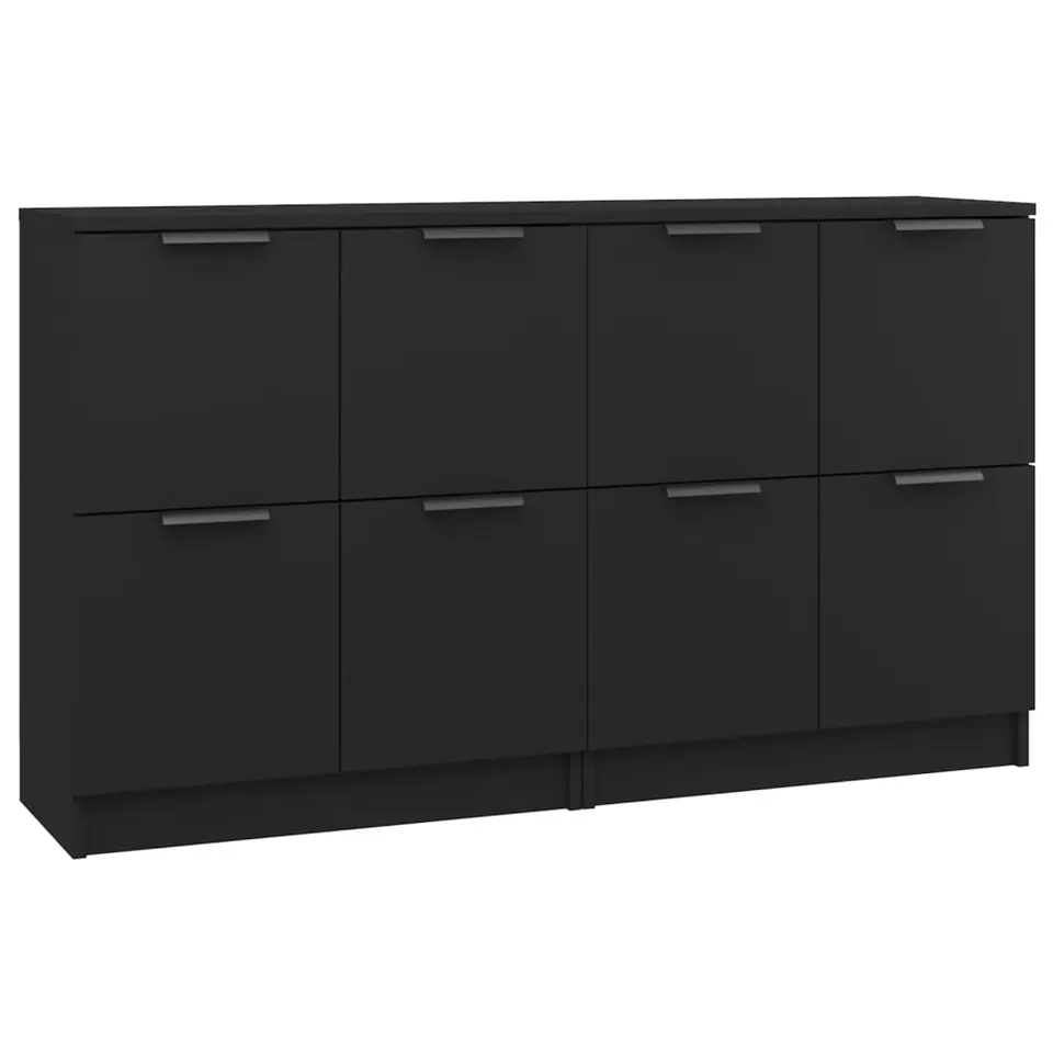 vidaXL - Dressoir - Zwart - Bewerkt hout - 2 stuks