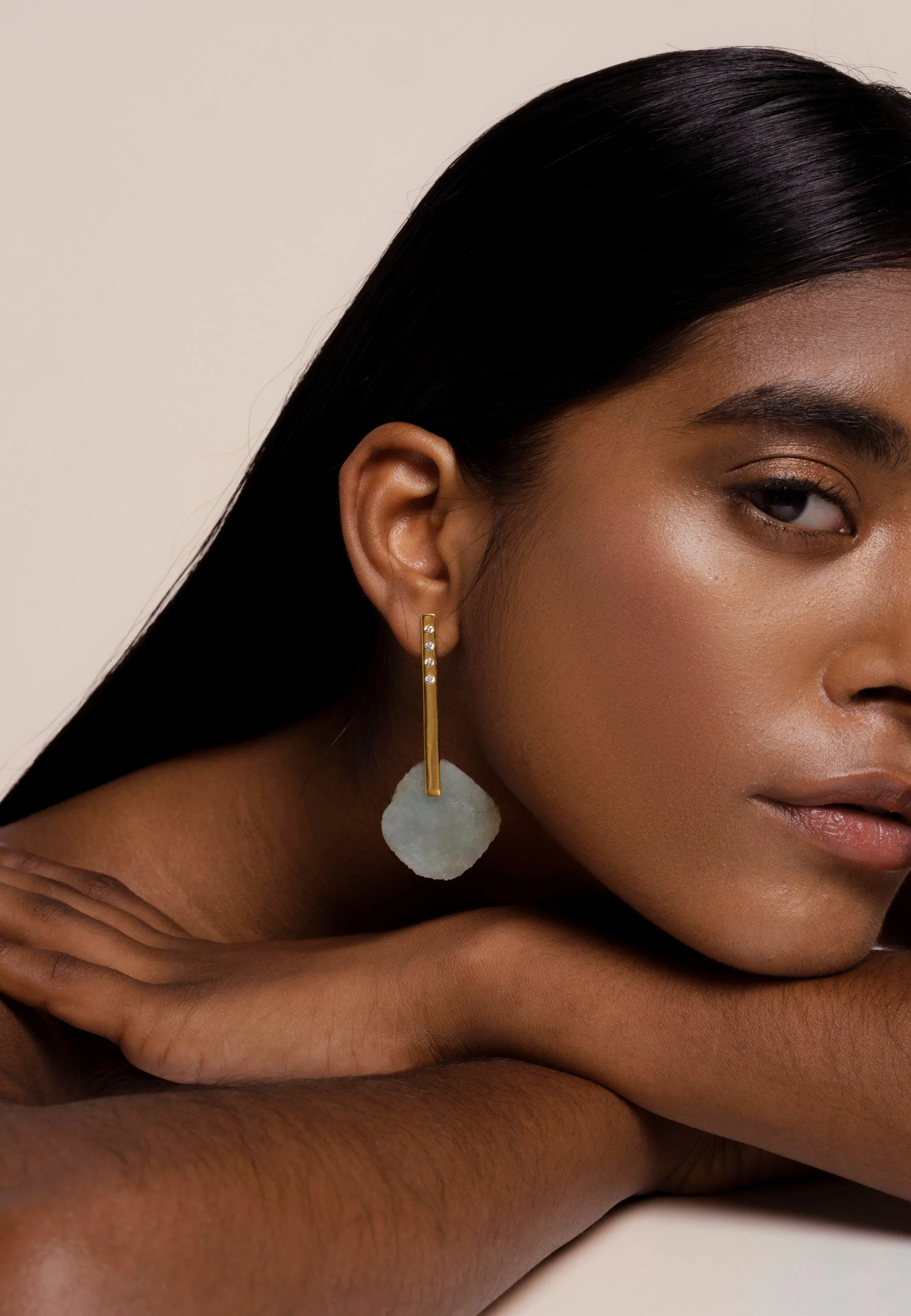 Boucles d'oreilles bindu aigue-marine | Bleu