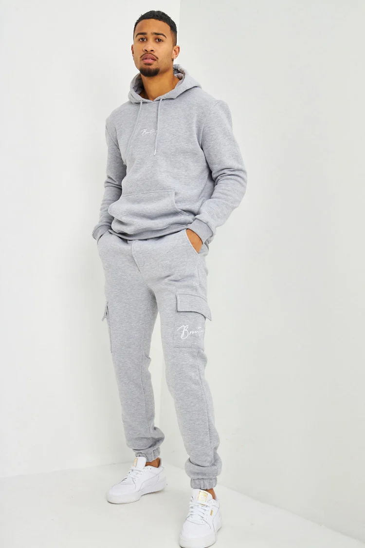 Sweat à capuche gris inscription Brentiny