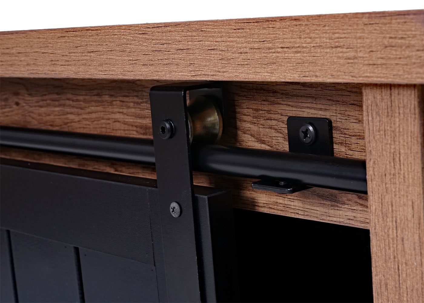 Couchtisch MCW-K75, Beistelltisch Wohnzimmertisch, Schiebetüre 6 Staufächer, Holz-Optik Metall 44x120x60cm ~ braun