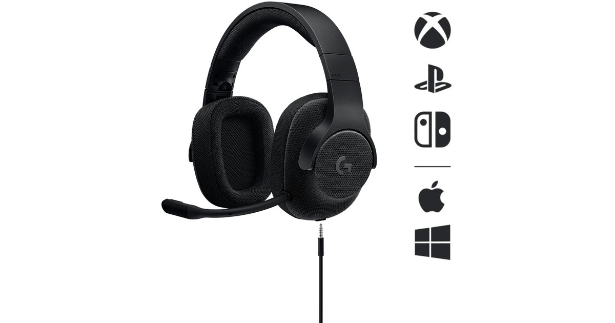 LogitechG433 7.1 Surround  over-ear gaming headset  (Zwart)
