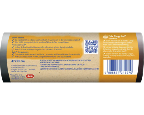 Swirl afvalzakken met bevestigingstape, 30 l, 10 stuks
