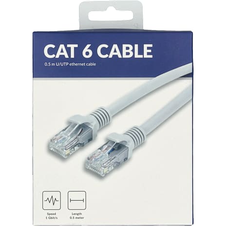 Cat6 U/UTP netværkskabel 0,5 meter - hvid
