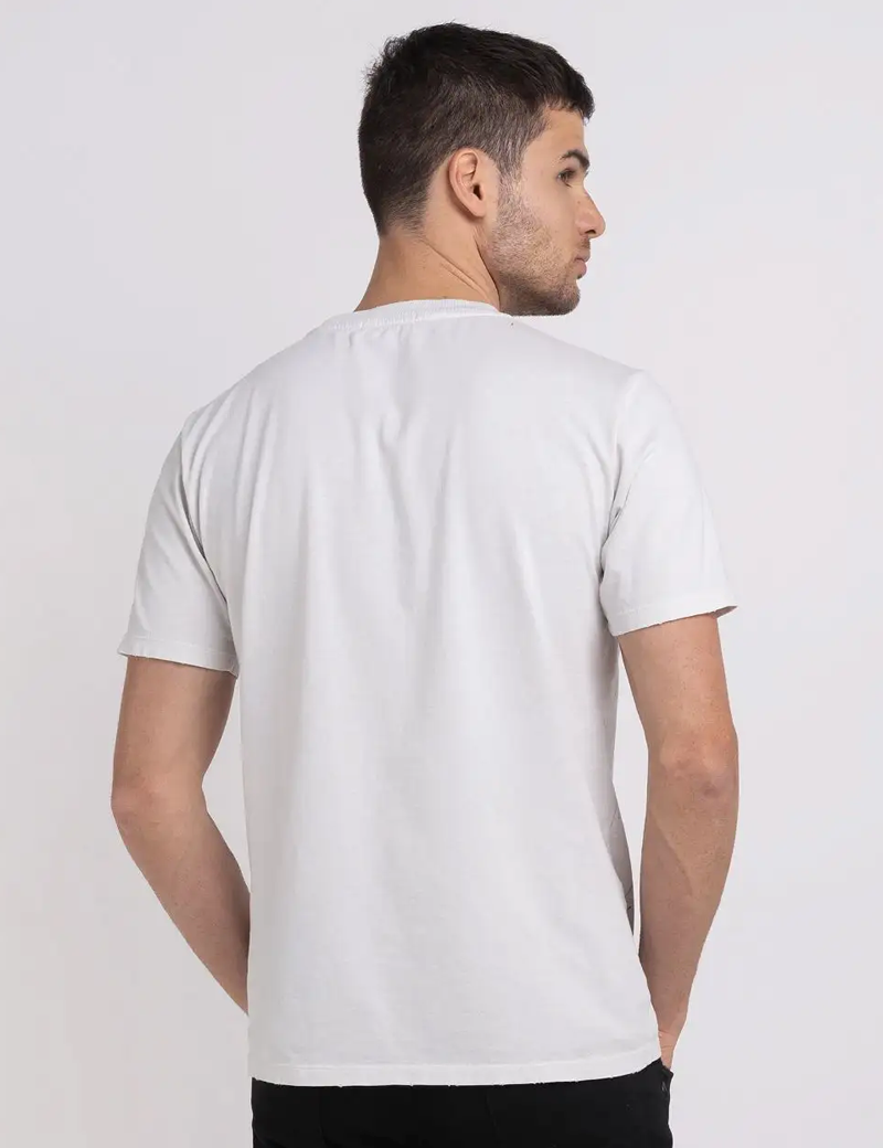 REPLAY T-SHIRT HOMME JERSEY REGULAR BLANC IMPRIMÉ NOIR