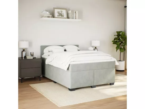 Sommier à lattes de lit et matelas Gris clair 160x200cm Velours