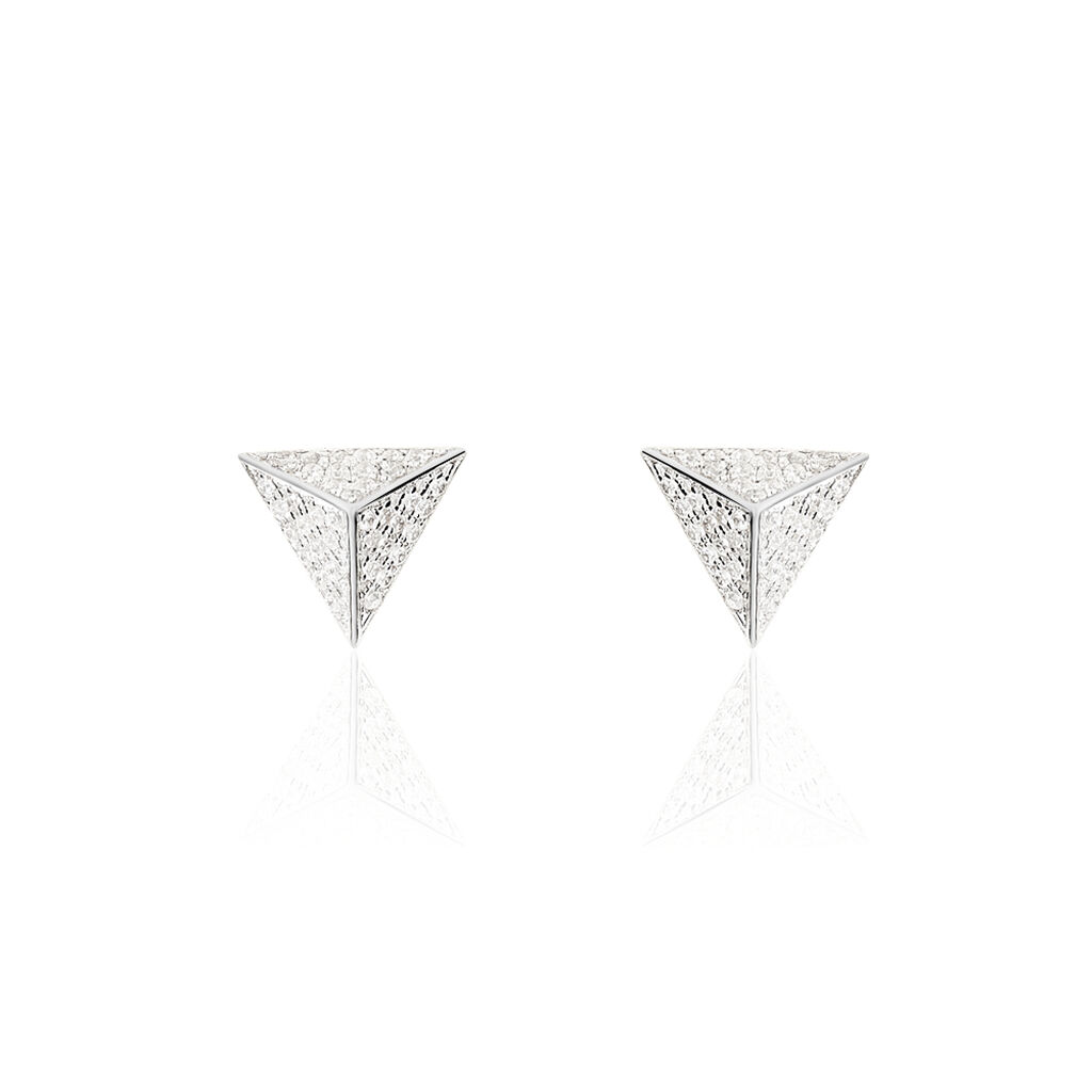 Boucles D'oreilles Puces Cleofa Argent Blanc Oxyde De Zirconium
