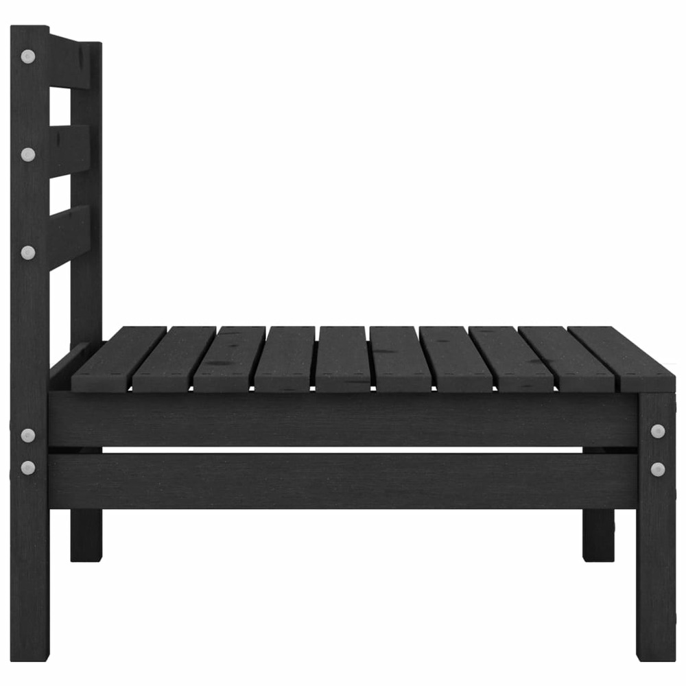 Salon de jardin meuble d'extérieur ensemble de mobilier 8 pièces noir bois de pin massif