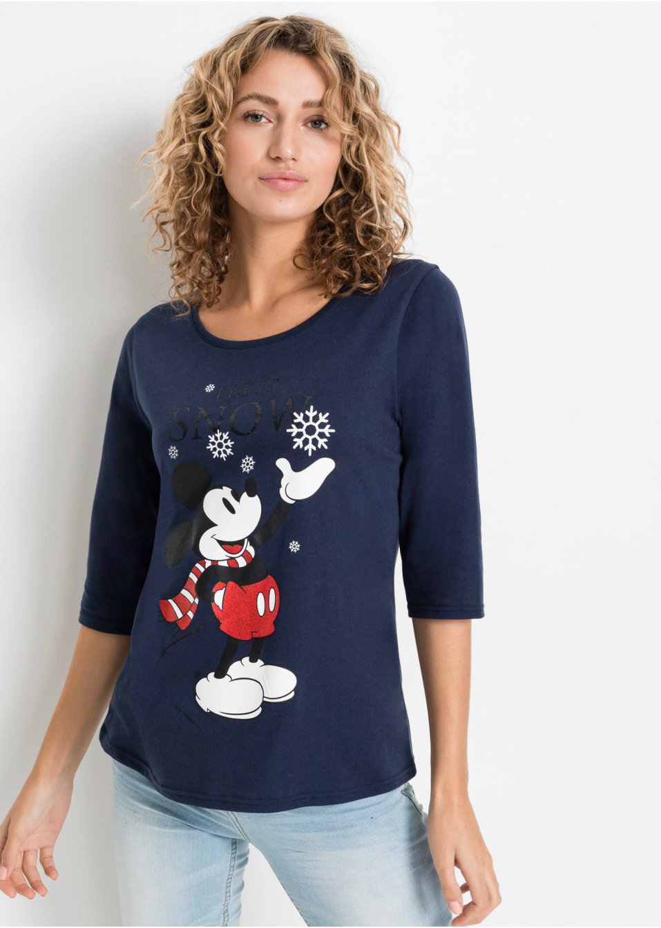 T-shirt manches 3/4 à imprimé Mickey Mouse
