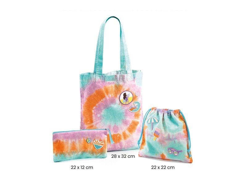 DJECO Bastelset DIY Tie-Dye Accessoires Sunshine 3 Tie und Dye-Accessoires zum Selbermachen