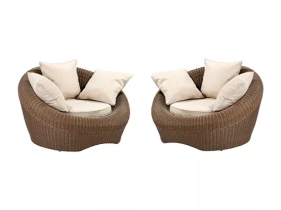 Lot de 2 fauteuils de jardin en résine tressée marron - WHITEHEAVEN de MYLIA