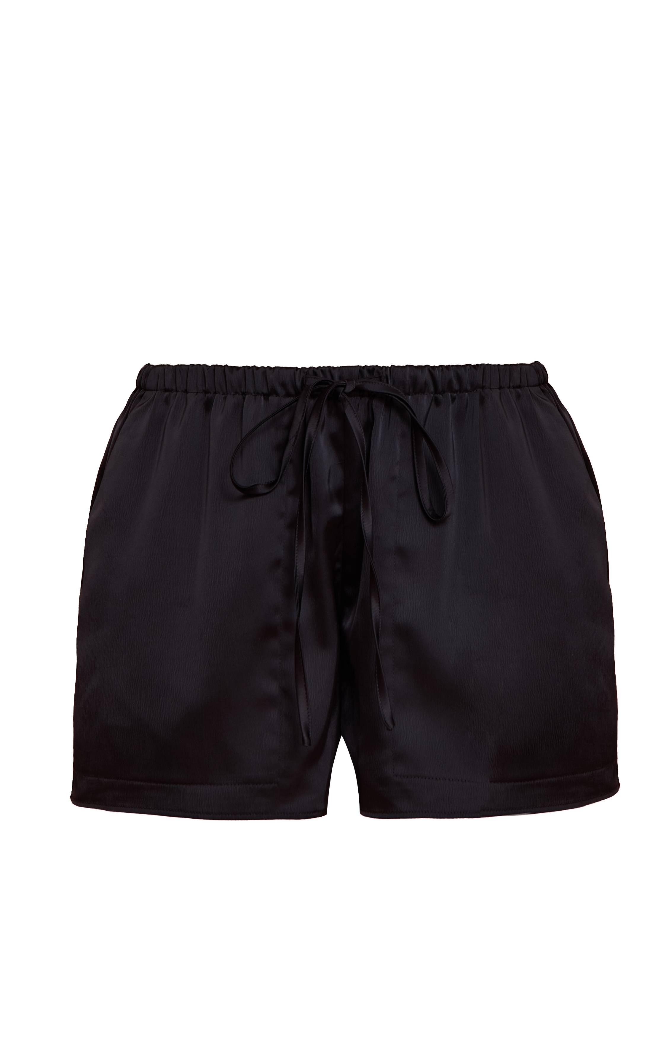 Noir Short En Satin À Cordon De Serrage