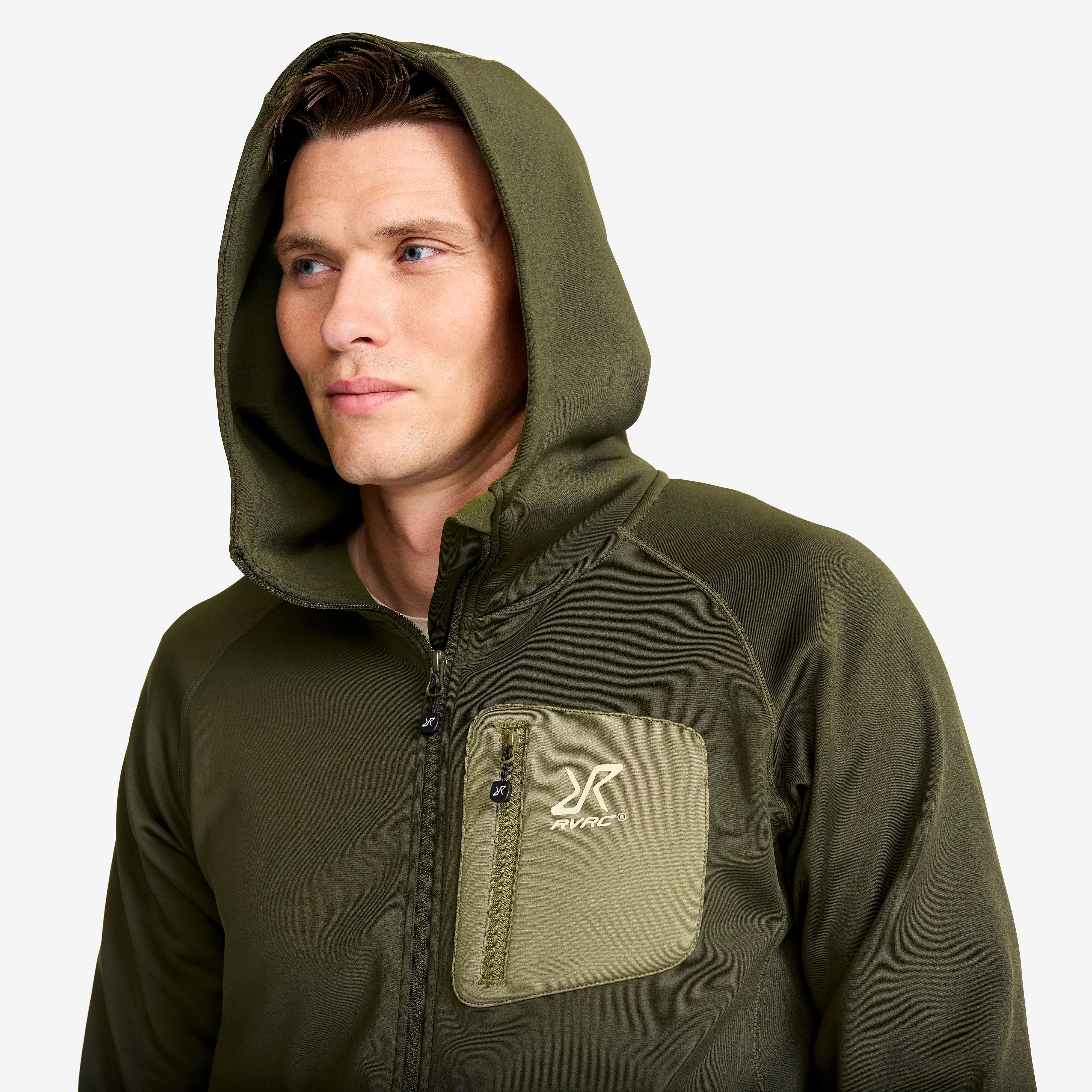 Evolution Stretch Fleece Hoodie Herre Forest Night