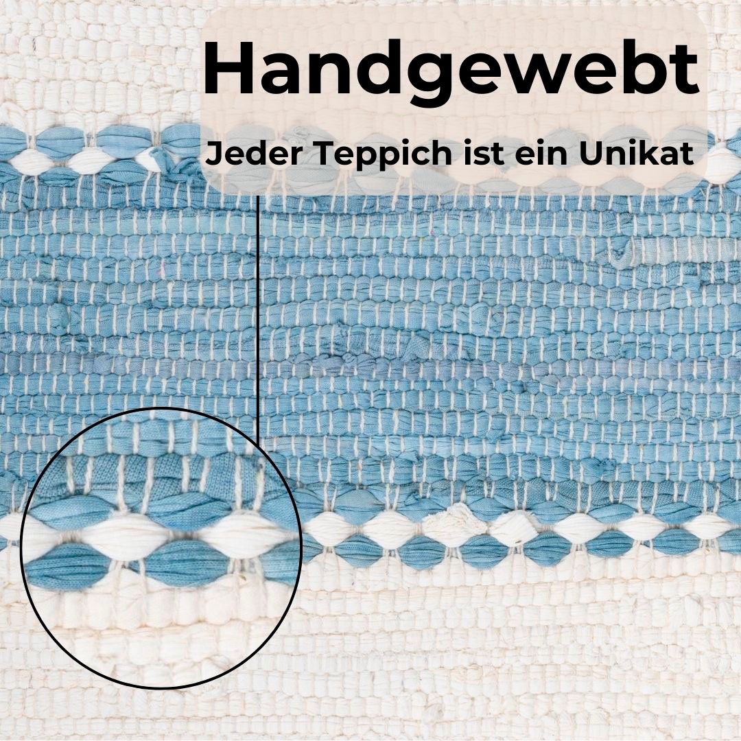 GOODproduct Teppich »Benja« rechteckig 10 mm Höhe Handweb Teppich, gestreift, 90% Baumwolle, handgewebt, mit Fransen.