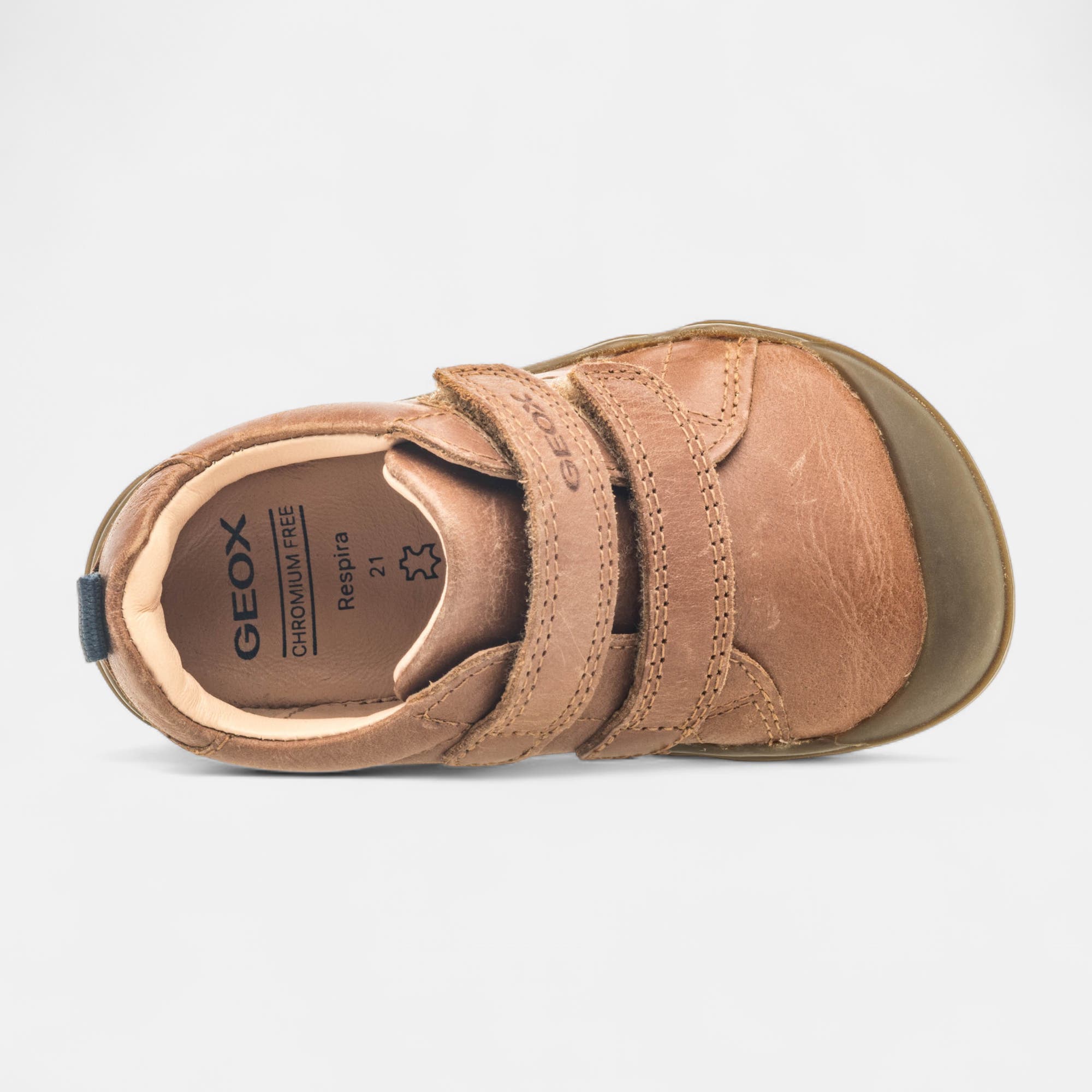 Baskets hautes Bébé garçon en cuir cognac