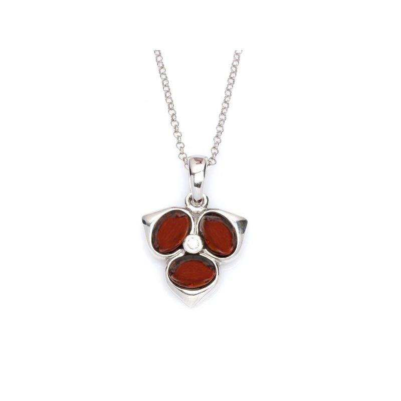 Collier argent ambre cerise