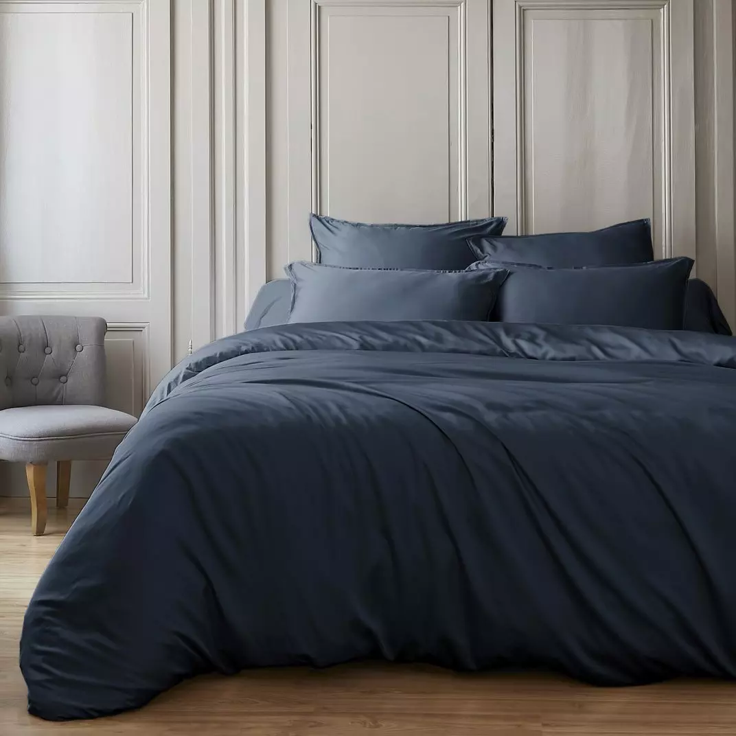 Housse de couette satin de bambou (240 x 220 cm) Salomé Bleu nuit
