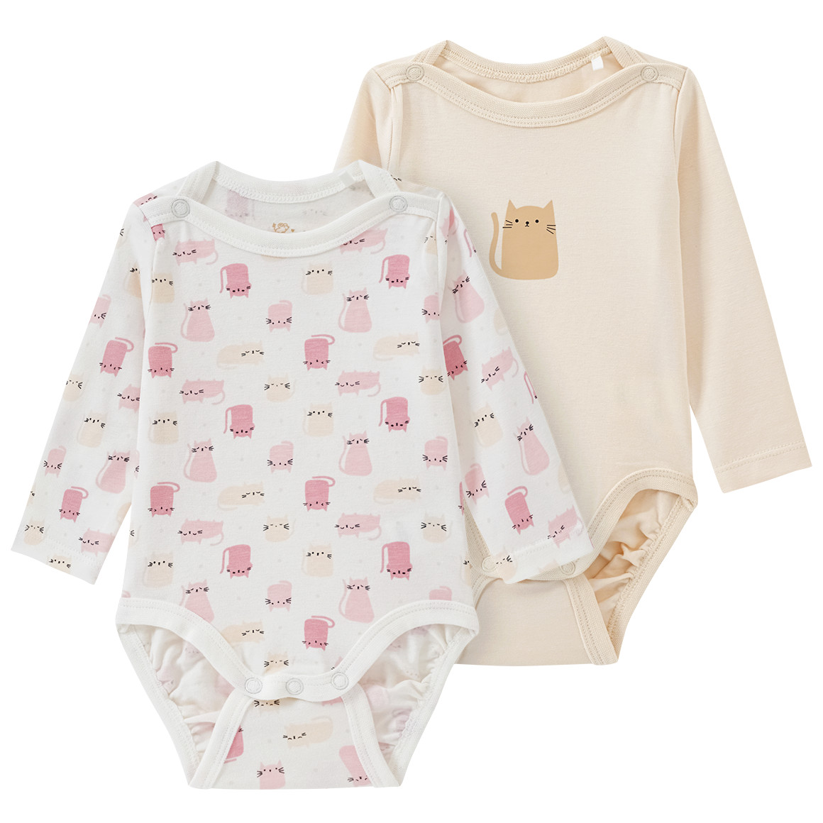 Topomini 2 Baby Langarmbodys im Set creme / weiss