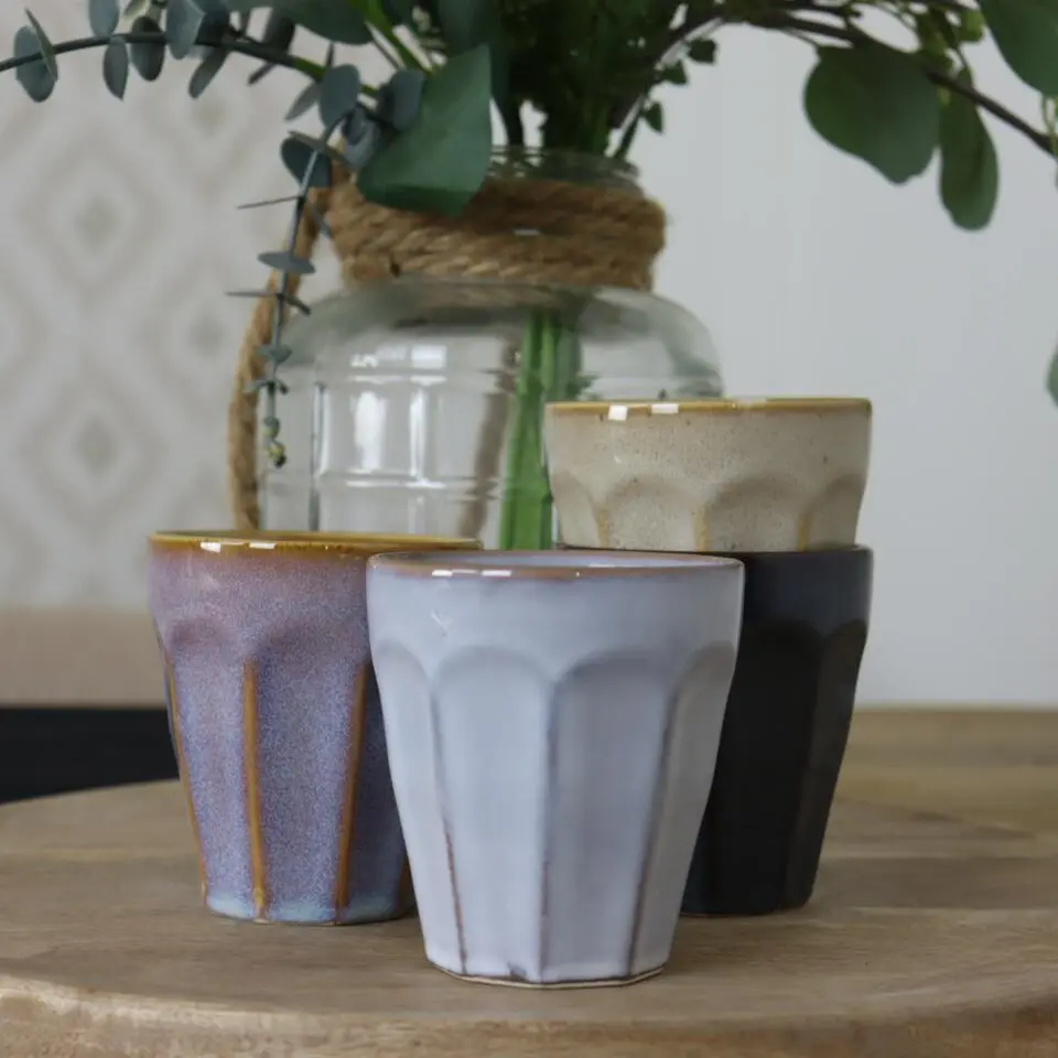 OTIX Koffie Kopjes 4 Stuks 250 ml Zonder Oor Koffietassen Porselein Hittebest...