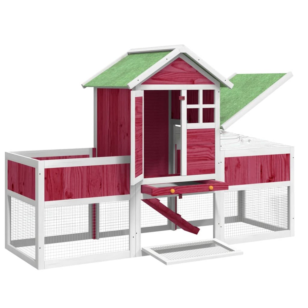 Clapier rouge 170x63x113 cm bois de pin massif