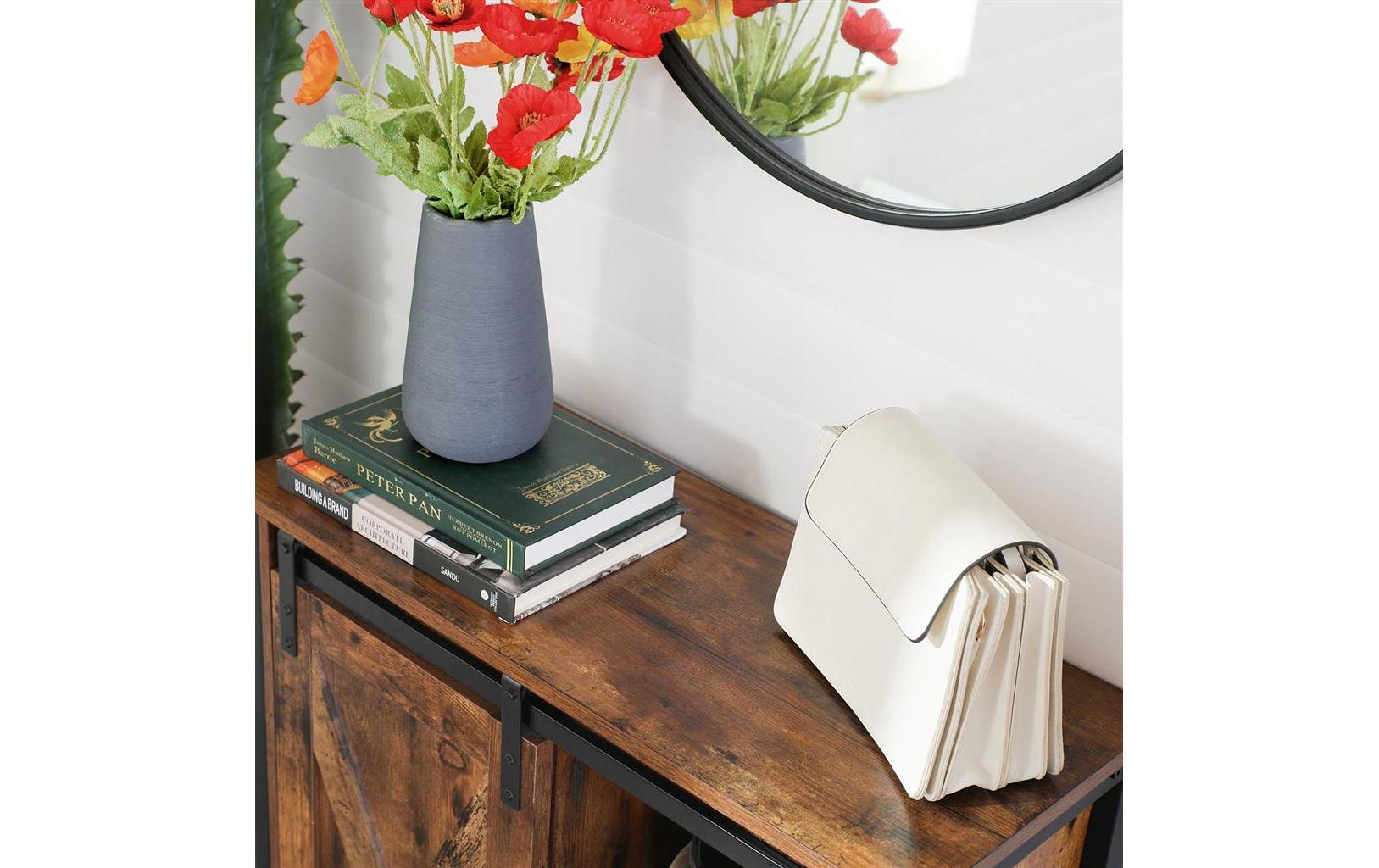 Kommode mit Schiebetür 70 x 80 cm, Braun/Schwarz<br>Sideboard