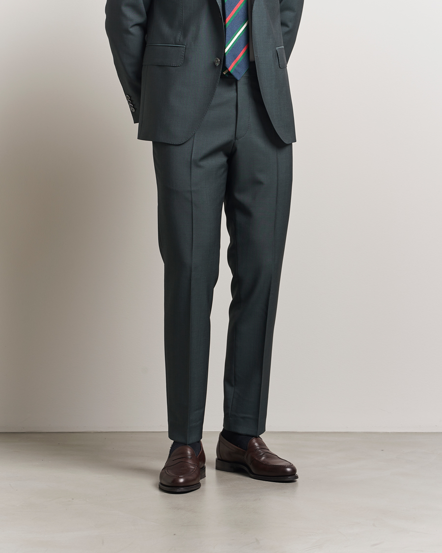 Oscar Jacobson Dandy Wool/Mohair Suit Trousers Green