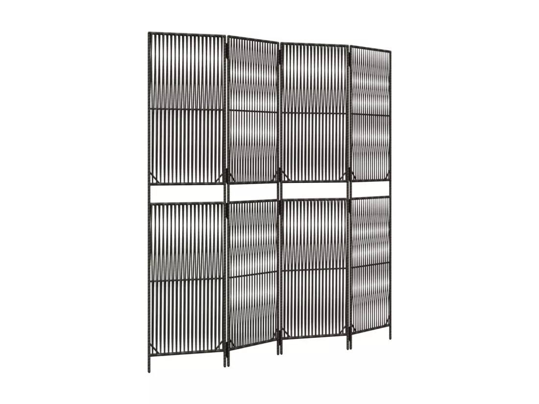 Cloison de séparation 4 panneaux gris résine tressée