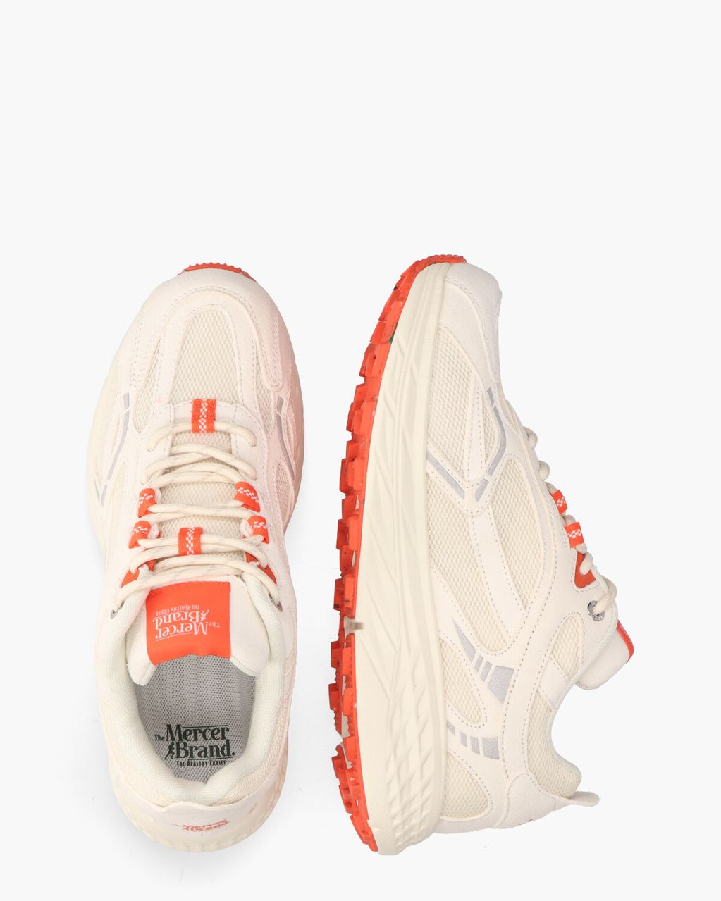 Mercer Amsterdam The Re-Run Max Suède Off White/Rood Herensneakers